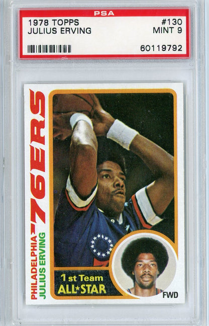 Graded 1978 Topps Julius Erving #130 Basketball Card PSA 9 Mint
