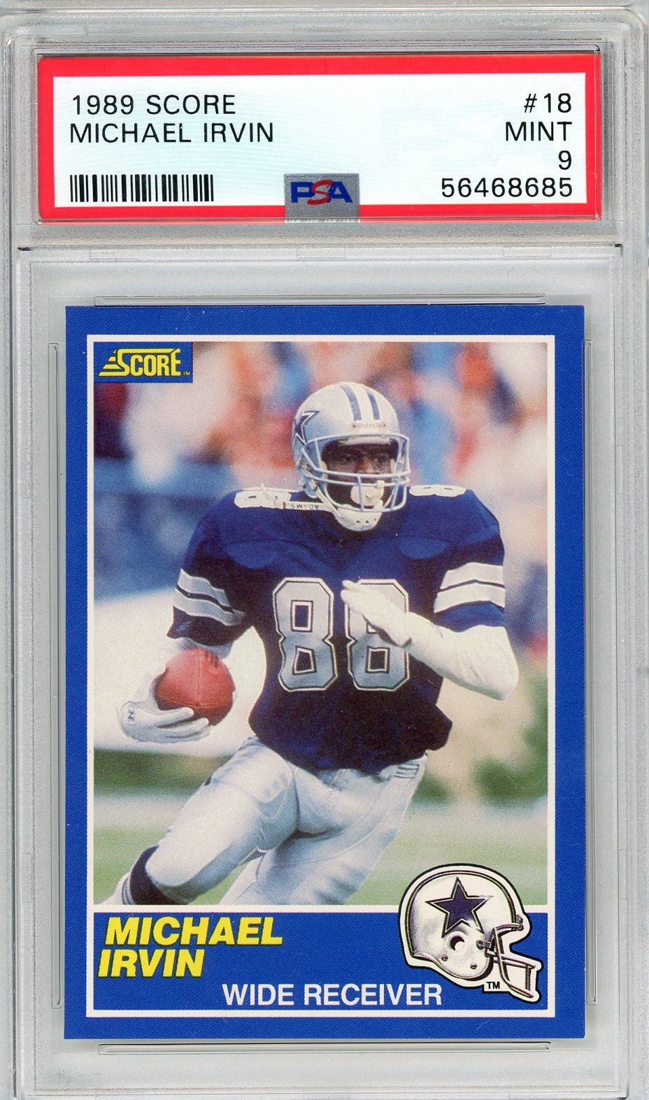 Graded 1989 Score Michael Irvin #18 Rookie RC Football Card PSA 9 Mint