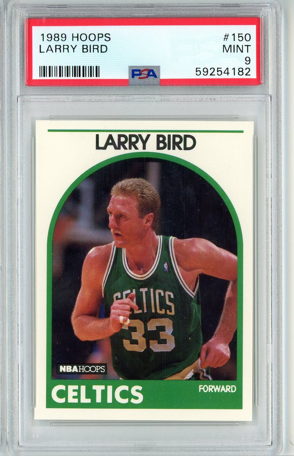 Graded 1989 Hoops Larry Bird #150 Basketball Card PSA 9 Mint