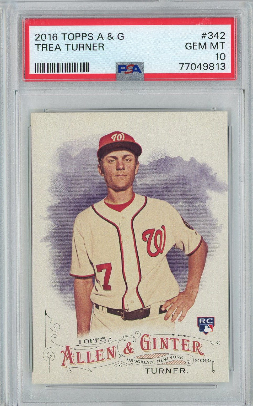 Graded 2016 Topps Allen & Ginter Trea Turner #342 Rookie RC Baseball Card PSA 10 Gem Mint