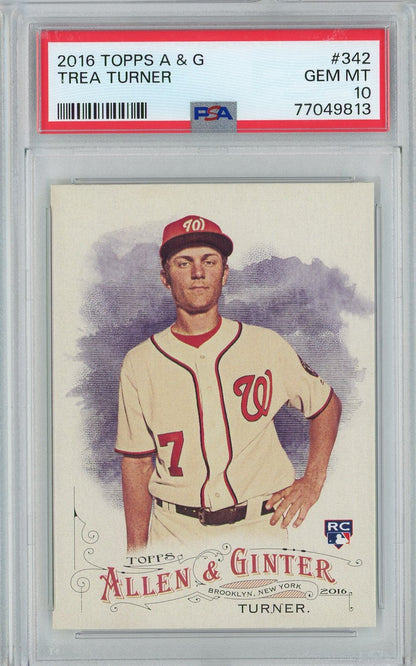 Graded 2016 Topps Allen & Ginter Trea Turner #342 Rookie RC Baseball Card PSA 10 Gem Mint