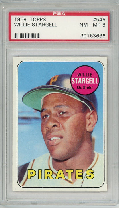Graded 1969 Topps Willie Stargell #545 Baseball Card PSA 8 NM-MT