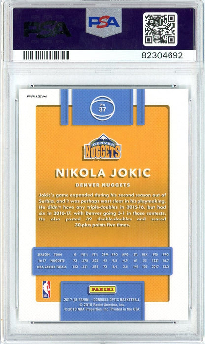 Graded 2017 Panini Donruss Optic Nikola Jokic #37 HOLO Basketball Card PSA 10 Gem Mint