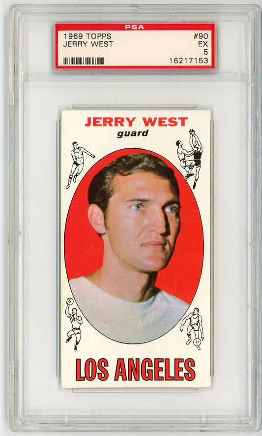 Graded 1969 Topps Jerry West #90 Basketball Card PSA 5 Excellent