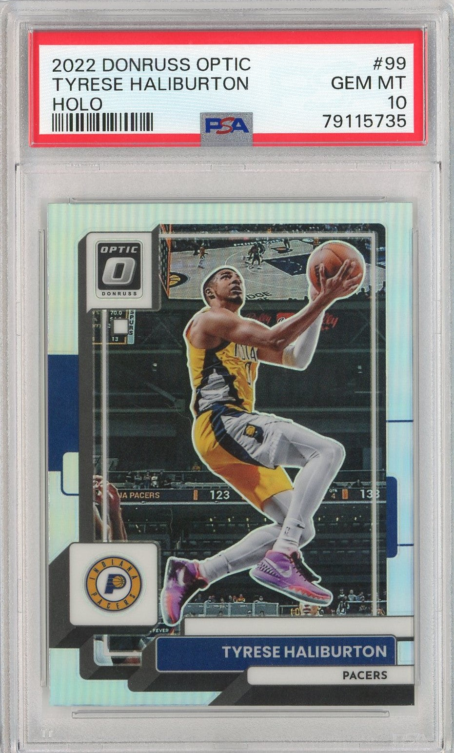 Graded 2022 Donruss Optic Tyrese Haliburton #99 Holo Basketball Card PSA 10 Gem Mint