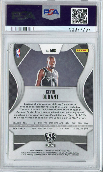 Graded 2019 Panini Chronicles Kevin Durant #508 Basketball Card PSA 10 Gem Mint