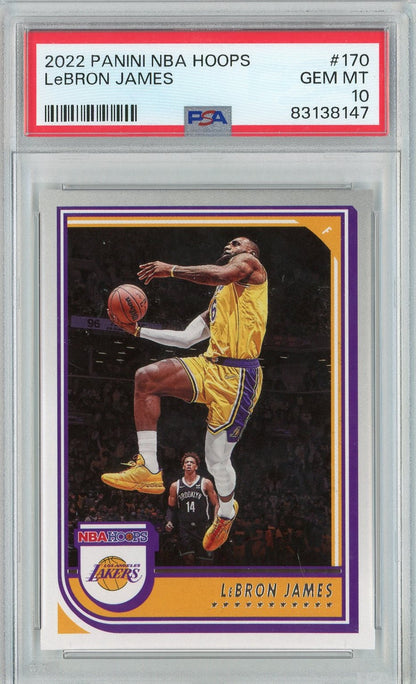 Graded 2022 Panini NBA Hoops LeBron James #170 Basketball Card PSA 10 Gem Mint