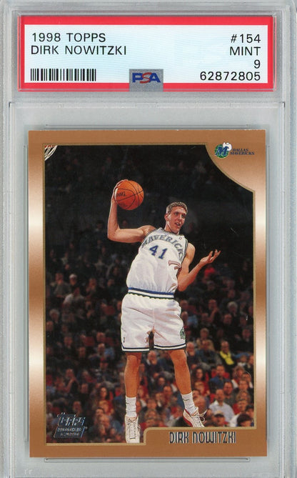 Graded 1998 Topps Dirk Nowitzki #154 Rookie RC Basketball Card PSA 9 Mint