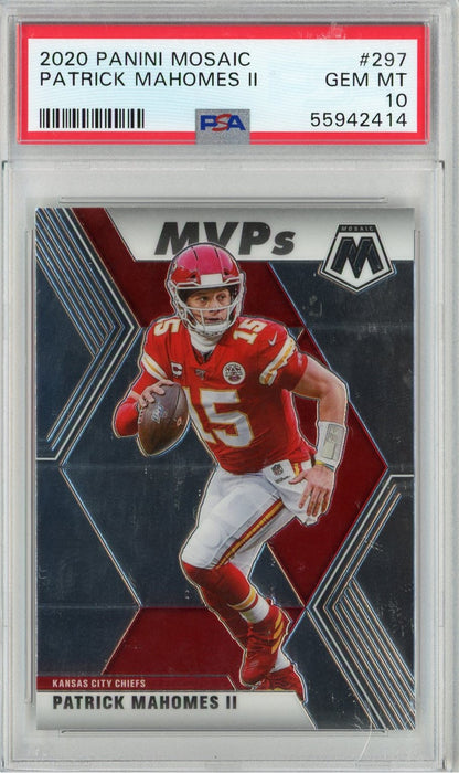 Graded 2020 Panini Mosaic Patrick Mahomes II #297 Football Card PSA 10 Gem Mint