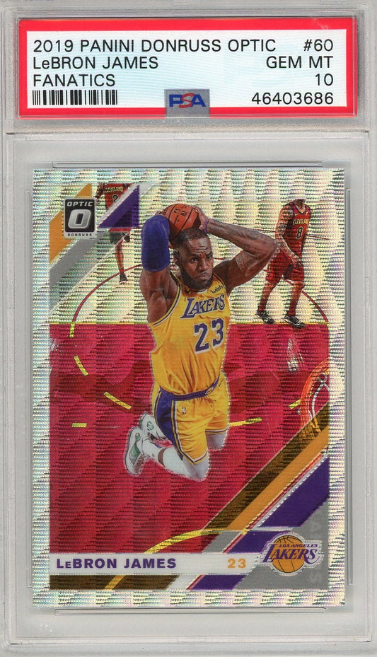 Graded 2019 Panini Donruss Optic LeBron James #60 Fanatics Basketball Card PSA 10 Gem Mint