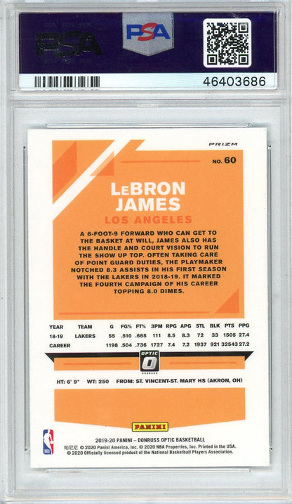 Graded 2019 Panini Donruss Optic LeBron James #60 Fanatics Basketball Card PSA 10 Gem Mint