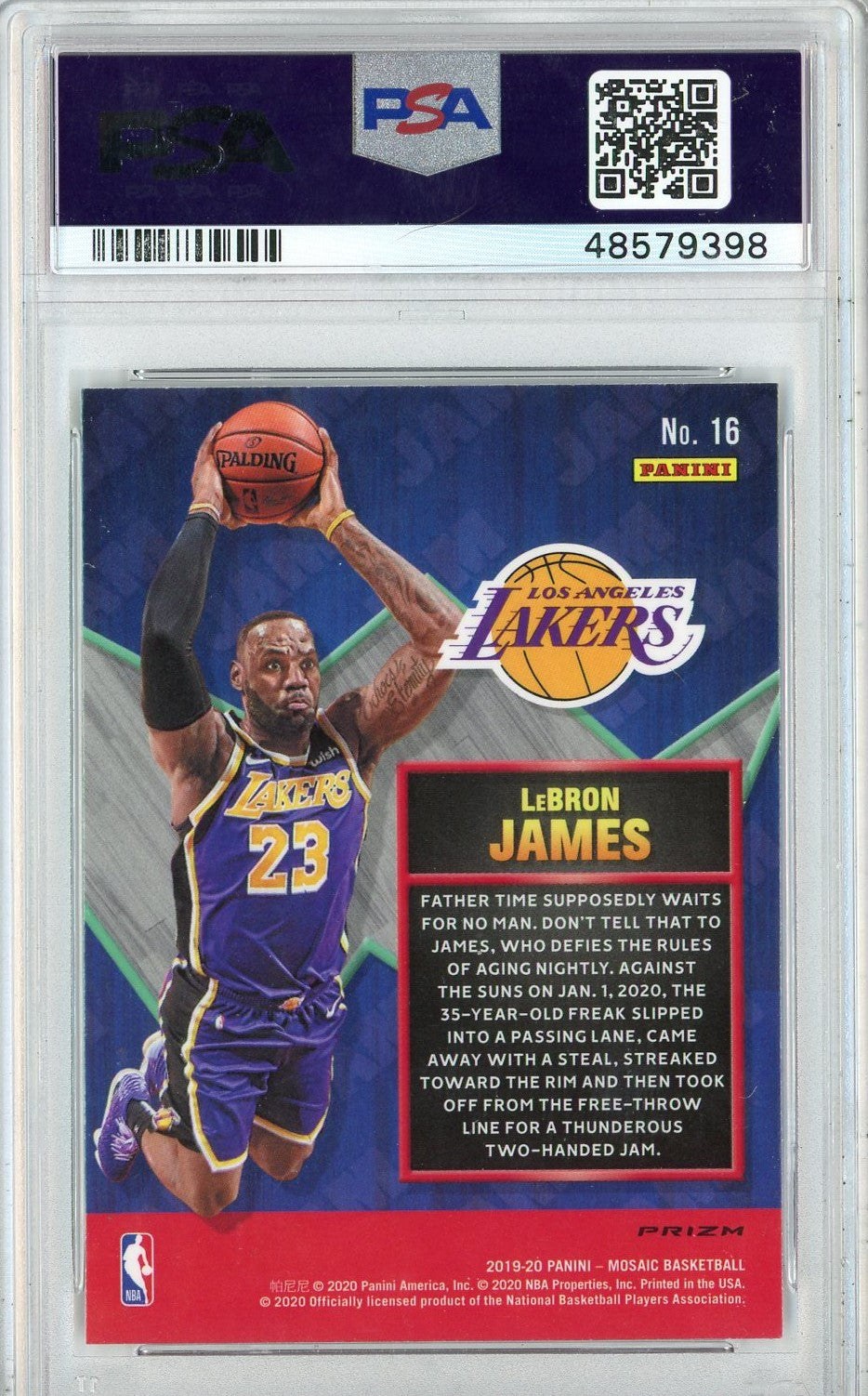 Graded 2019 Panini Mosaic LeBron James #16 Jam Masters Green Mosaic Basketball Card PSA 10 Gem Mint