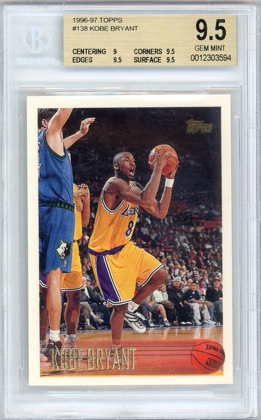 Graded 1996 Topps Kobe Bryant #138 Rookie RC Basketball Card BGS 9.5 Gem Mint