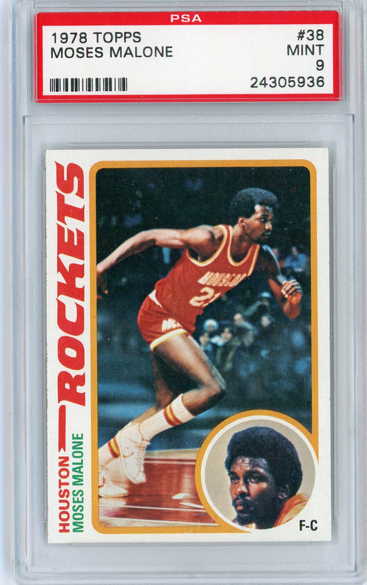 Graded 1978 Topps Moses Malone #38 Basketball Card PSA 9 Mint