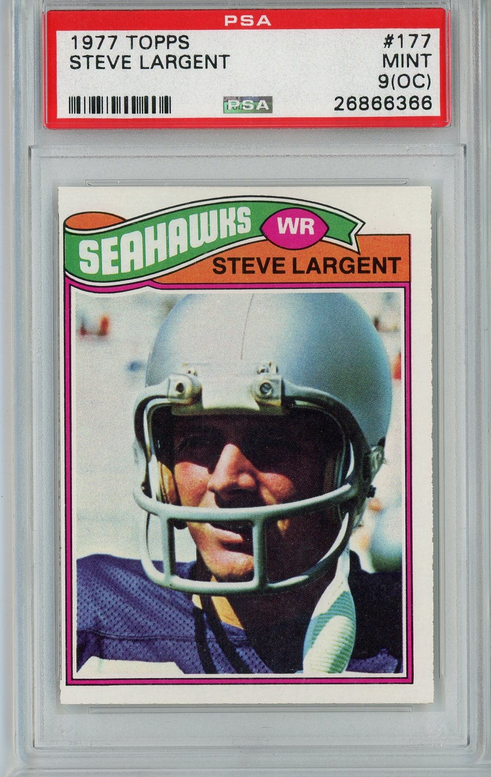 Graded 1977 Topps Steve Largent #177 Rookie RC Football Card PSA 9 OC Mint