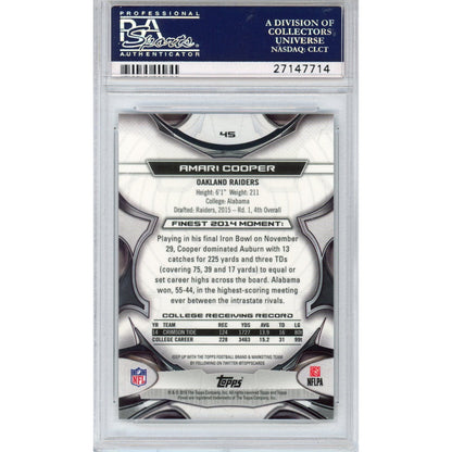 Graded 2015 Topps Finest Amari Cooper #45 Rookie RC Football Card PSA 10 Gem Mint