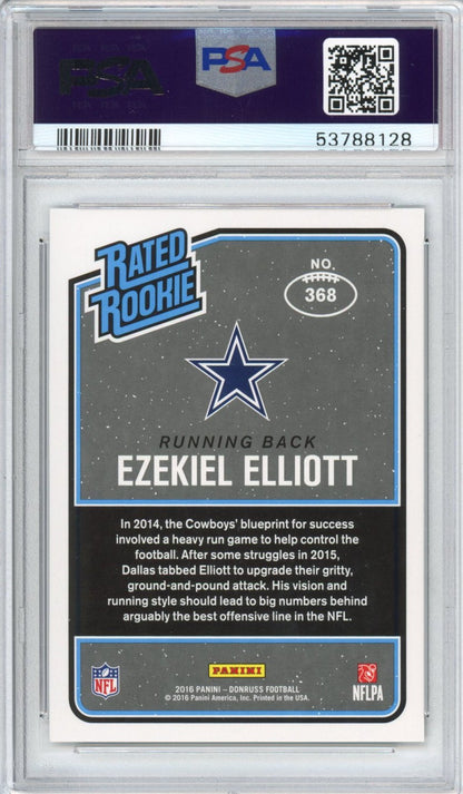 Graded 2016 Panini Donruss Ezekiel Elliott #368 Rookie RC Football Card PSA 10 Gem Mint