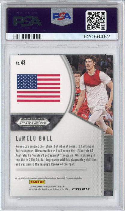 Graded 2020-21 Panini Prizm LaMelo Ball #43 Silver Prizm Rookie RC Basketball Card PSA 10 Gem Mint