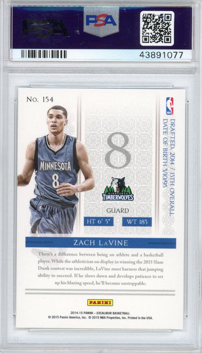 Graded 2014-15 Panini Excalibur Zach LaVine #154 Rookie RC Basketball Card PSA 10 Gem Mint