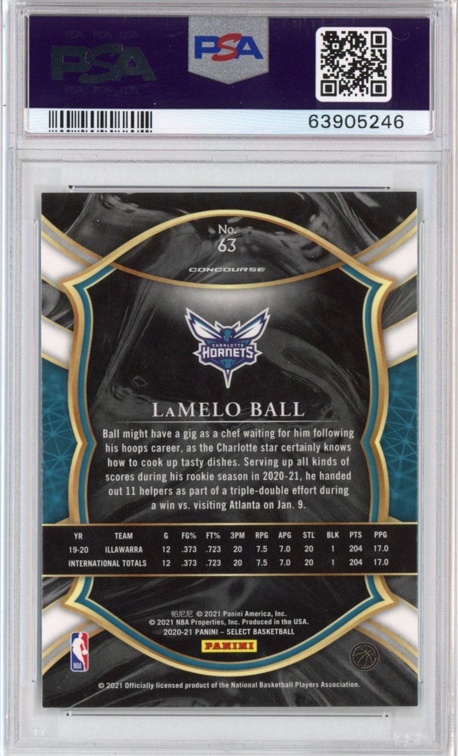 Graded 2020-21 Panini Select LaMelo Ball #63 Rookie RC Basketball Card PSA 10 Gem Mint