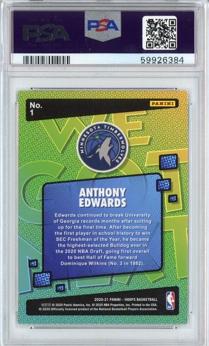 Graded 2020-21 Panini Hoops Anthony Edwards #1 We Got Next Rookie RC Basketball Card PSA 10 Gem Mint