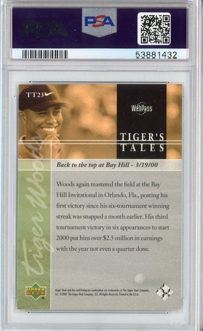 Graded 2001 Upper Deck UD Golf Tiger Woods #TT23 Tiger's Tales Rookie RC Golf Card PSA 10 Gem Mint