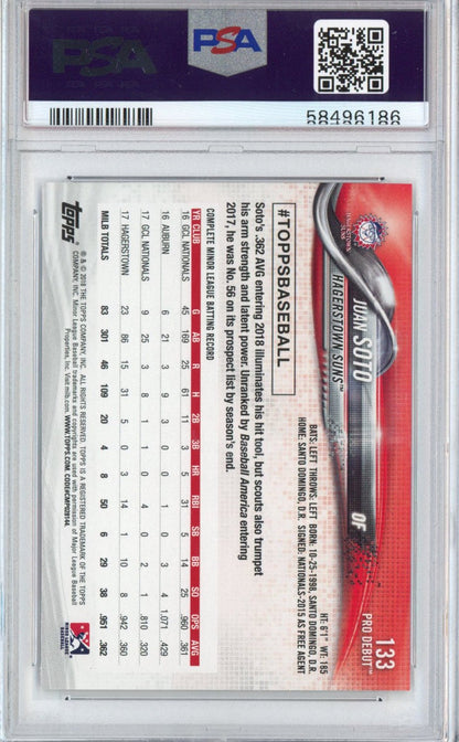 Graded 2018 Topps Pro Debut Juan Soto #133 Rookie RC Baseball Card PSA 10 Gem Mint