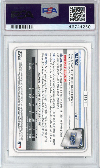 Graded 2020 Bowman 1st Edition Wander Franco #BFE1 Rookie RC Baseball Card PSA 10 Gem Mint