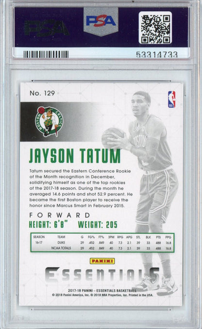 Graded 2017-18 Panini Essentials Jayson Tatum #129 Retail Rookie RC Basketball Card PSA 10 Gem Mint