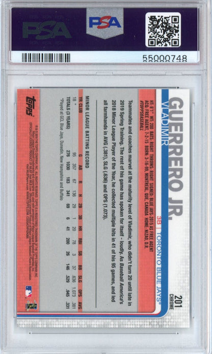 Graded 2019 Topps Chrome Vladimir Vlad Guerrero Jr. #201 Rookie RC Baseball Card PSA 10 Gem Mint