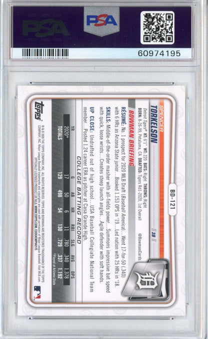 Graded 2020 Bowman Draft Spencer Torkelson #BD121 Rookie RC Baseball Card PSA 10 Gem Mint