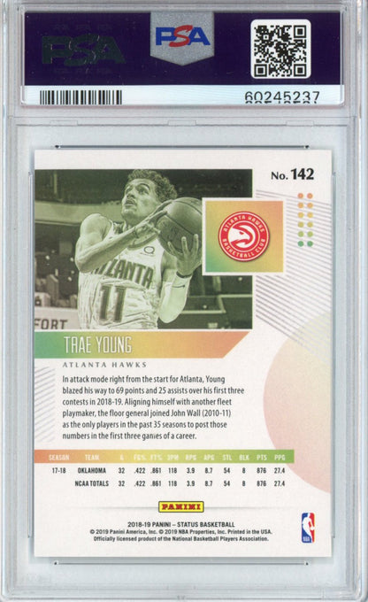 Graded 2018-19 Panini Status Trae Young #142 Rookie RC Basketball Card PSA 10 Gem Mint