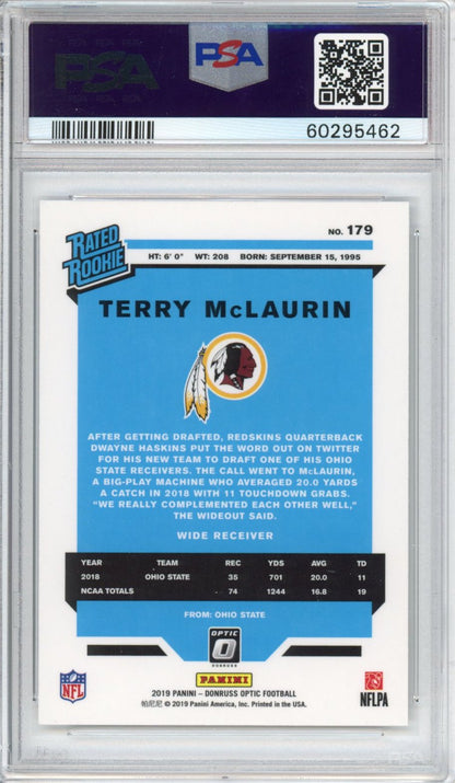 Graded 2019 Panini Donruss Optic Terry McLaurin #179 Rookie RC Football Card PSA 10 Gem Mint