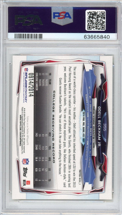 Graded 2014 Topps Odell Beckham Jr. #355 Gold Facing Forward Rookie RC Football Card PSA 10 Gem Mint