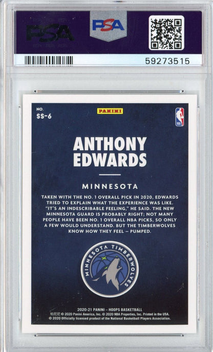 Graded 2020-21 Panini Hoops Anthony Edwards #SS6 Now Playing Rookie RC Basketball Card PSA 10 Gem Mint
