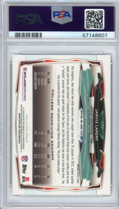 Graded 2014 Topps Chrome Jarvis Landry #177 Running Orange Refractor Rookie RC Football Card PSA 10 Gem Mint