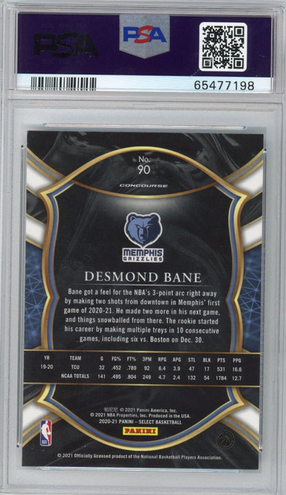 Graded 2020-21 Panini Select Desmond Bane #90 Blue Retail Rookie RC Basketball Card PSA 10 Gem Mint