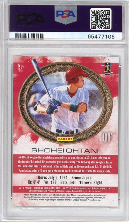Graded 2018 Panini Diamond Kings Shohei Ohtani #76 Facing Right Rookie RC Baseball Card PSA 10 Gem Mint