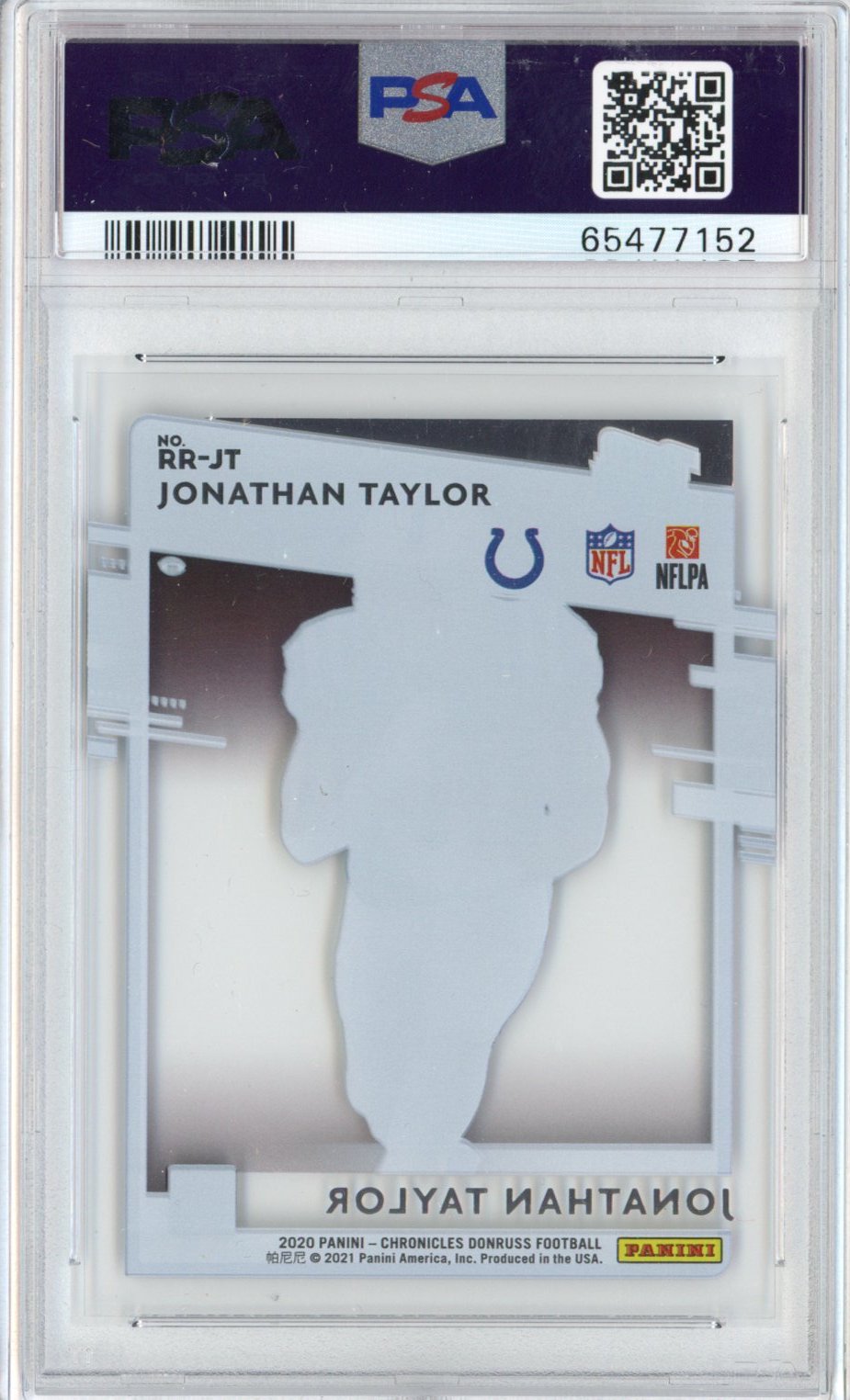 Graded 2020 Panini Chronicles Jonathan Taylor #RRJT Clearly Donruss Rated Rookie RC Football Card PSA 10 Gem Mint