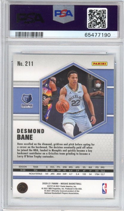 Graded 2020-21 Panini Mosaic Desmond Bane #211 Rookie RC Basketball Card PSA 10 Gem Mint