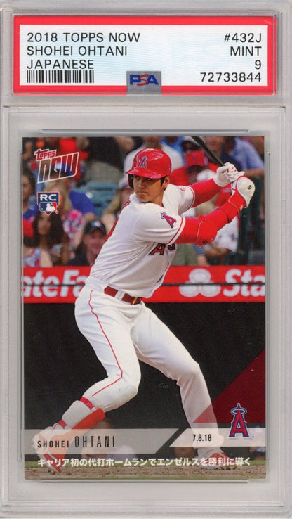 Graded 2018 Topps Now Shohei Ohtani #432J Japanese Rookie RC Baseball Card PSA 9 Mint