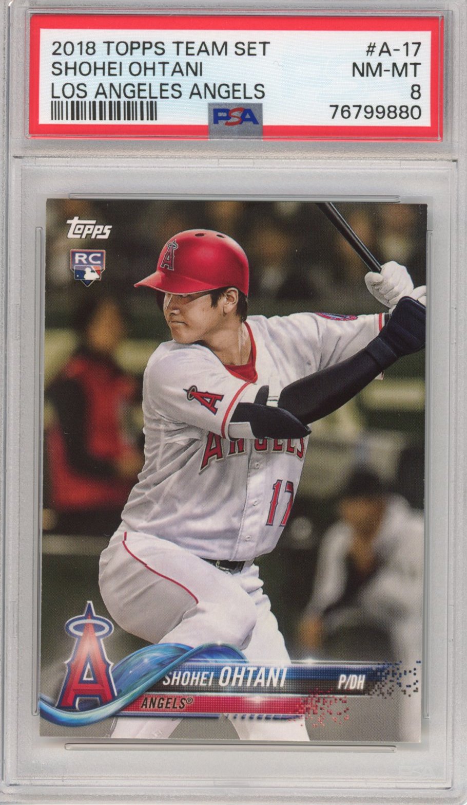 Graded 2018 Topps Team Set Shohei Ohtani #A-17 Los Angeles Angels Rookie RC Baseball Card PSA 8 Near Mint