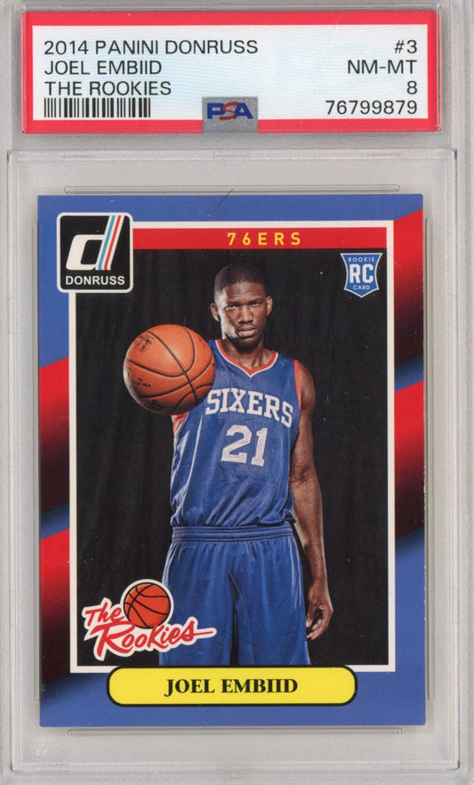 Graded 2014-15 Panini Donruss Joel Embiid #3 The Rookies RC Basketball Card PSA 8 Near Mint