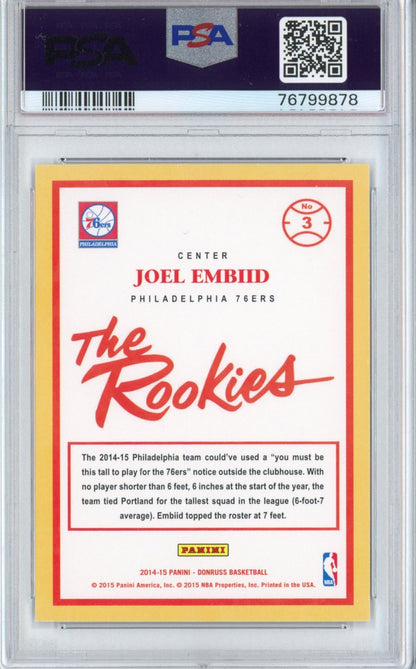 Graded 2014-15 Panini Donruss Joel Embiid #3 The Rookies RC Basketball Card PSA 9 Mint