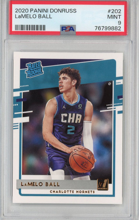 Graded 2020-21 Panini Donruss LaMelo Ball #202 Rated Rookie RC Basketball Card PSA 9 Mint