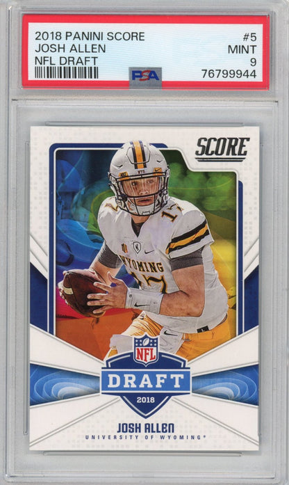 Graded 2018 Panini Score Josh Allen #5 NFL Draft Rookie RC Football Card PSA 9 Mint