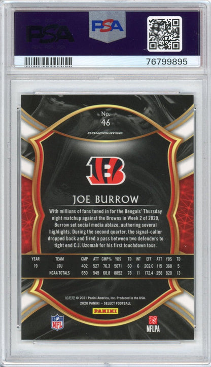 Graded 2020 Panini Select Joe Burrow #46 Rookie RC Football Card PSA 9 Mint