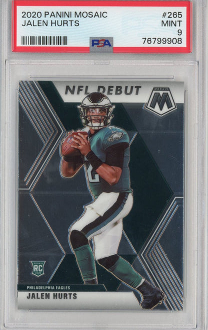 Graded 2020 Panini Mosaic Jalen Hurts #265 Rookie RC Football Card PSA 9 Mint