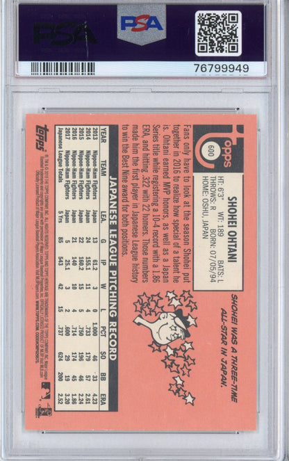 Graded 2018 Topps Heritage Shohei Ohtani #600 Rookie RC Baseball Card PSA 9 Mint