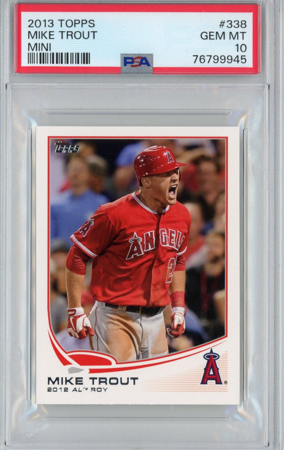 Graded 2013 Topps Mini Mike Trout #338 AL Rookie of the Year RC Baseball Card PSA 10 Gem Mint